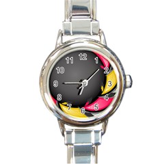 Hole Circle Line Red Yellow Black Gray Round Italian Charm Watch