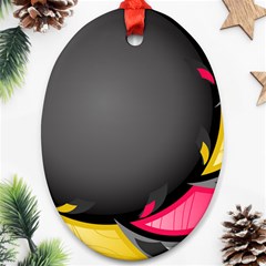 Hole Circle Line Red Yellow Black Gray Ornament (oval) by Mariart