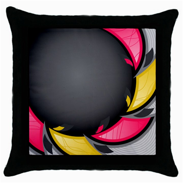 Hole Circle Line Red Yellow Black Gray Throw Pillow Case (Black)