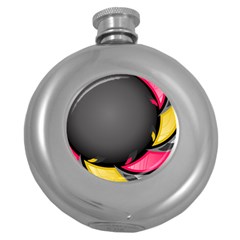 Hole Circle Line Red Yellow Black Gray Round Hip Flask (5 Oz) by Mariart