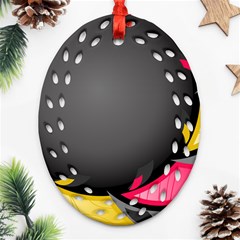 Hole Circle Line Red Yellow Black Gray Oval Filigree Ornament (two Sides) by Mariart