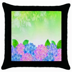 Fruit Flower Leaf Throw Pillow Case (black) by Mariart