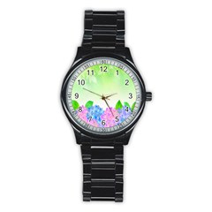 Fruit Flower Leaf Stainless Steel Round Watch by Mariart