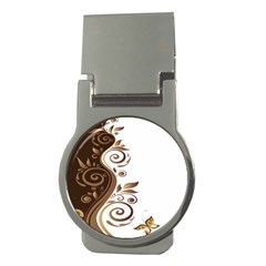 Leaf Brown Butterfly Money Clips (round) 