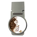 Leaf Brown Butterfly Money Clips (Round)  Front