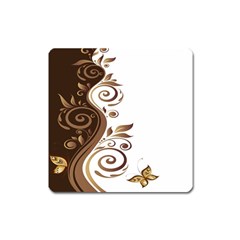 Leaf Brown Butterfly Square Magnet by Mariart