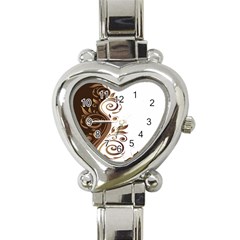 Leaf Brown Butterfly Heart Italian Charm Watch by Mariart