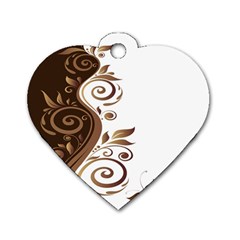 Leaf Brown Butterfly Dog Tag Heart (two Sides) by Mariart