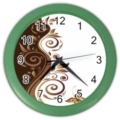 Leaf Brown Butterfly Color Wall Clocks by Mariart