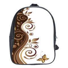 Leaf Brown Butterfly School Bags(large)  by Mariart