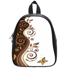 Leaf Brown Butterfly School Bags (small)  by Mariart