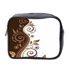 Leaf Brown Butterfly Mini Toiletries Bag 2-side by Mariart