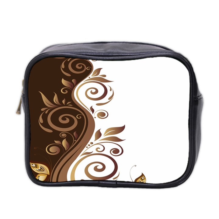 Leaf Brown Butterfly Mini Toiletries Bag 2-Side