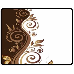 Leaf Brown Butterfly Fleece Blanket (medium)  by Mariart