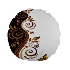 Leaf Brown Butterfly Standard 15  Premium Round Cushions by Mariart