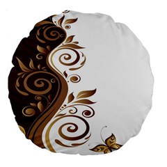 Leaf Brown Butterfly Large 18  Premium Round Cushions by Mariart