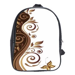 Leaf Brown Butterfly School Bags (xl)  by Mariart