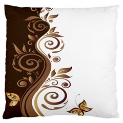 Leaf Brown Butterfly Large Flano Cushion Case (two Sides) by Mariart