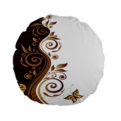 Leaf Brown Butterfly Standard 15  Premium Flano Round Cushions by Mariart