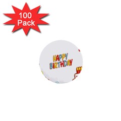 Happy Birthday 1  Mini Buttons (100 Pack)  by Mariart