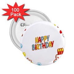 Happy Birthday 2 25  Buttons (100 Pack) 