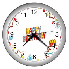 Happy Birthday Wall Clocks (silver)  by Mariart