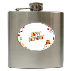 Happy Birthday Hip Flask (6 Oz) by Mariart