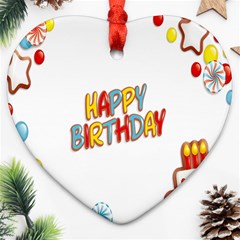 Happy Birthday Heart Ornament (two Sides) by Mariart