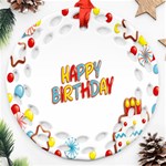 Happy Birthday Round Filigree Ornament (Two Sides) Front