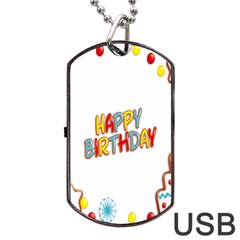 Happy Birthday Dog Tag Usb Flash (one Side) by Mariart