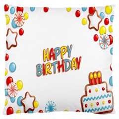 Happy Birthday Large Flano Cushion Case (two Sides) by Mariart