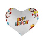 Happy Birthday Standard 16  Premium Flano Heart Shape Cushions Back