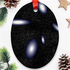 Galaxy Planet Space Star Light Polka Night Ornament (oval) by Mariart