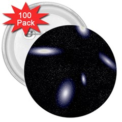 Galaxy Planet Space Star Light Polka Night 3  Buttons (100 Pack)  by Mariart