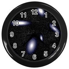 Galaxy Planet Space Star Light Polka Night Wall Clocks (black) by Mariart