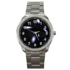 Galaxy Planet Space Star Light Polka Night Sport Metal Watch by Mariart