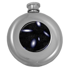 Galaxy Planet Space Star Light Polka Night Round Hip Flask (5 Oz) by Mariart