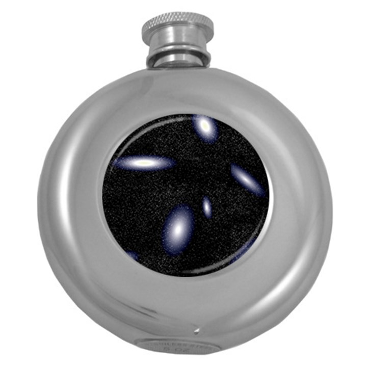 Galaxy Planet Space Star Light Polka Night Round Hip Flask (5 oz)