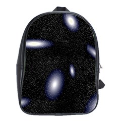 Galaxy Planet Space Star Light Polka Night School Bags(large)  by Mariart