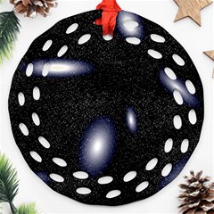 Galaxy Planet Space Star Light Polka Night Ornament (round Filigree) by Mariart