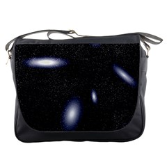 Galaxy Planet Space Star Light Polka Night Messenger Bags by Mariart