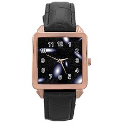 Galaxy Planet Space Star Light Polka Night Rose Gold Leather Watch  by Mariart