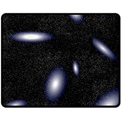 Galaxy Planet Space Star Light Polka Night Double Sided Fleece Blanket (medium)  by Mariart