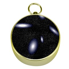 Galaxy Planet Space Star Light Polka Night Gold Compasses by Mariart