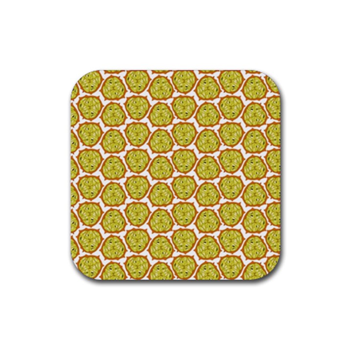 Horned Melon Green Fruit Rubber Coaster (Square) 