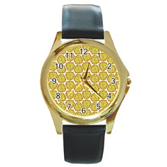 Horned Melon Green Fruit Round Gold Metal Watch