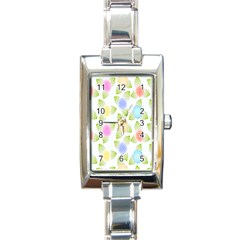 Fruit Grapes Purple Yellow Blue Pink Rainbow Leaf Green Rectangle Italian Charm Watch