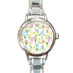 Fruit Grapes Purple Yellow Blue Pink Rainbow Leaf Green Round Italian Charm Watch by Mariart