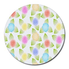 Fruit Grapes Purple Yellow Blue Pink Rainbow Leaf Green Round Mousepads by Mariart