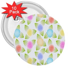 Fruit Grapes Purple Yellow Blue Pink Rainbow Leaf Green 3  Buttons (10 Pack)  by Mariart